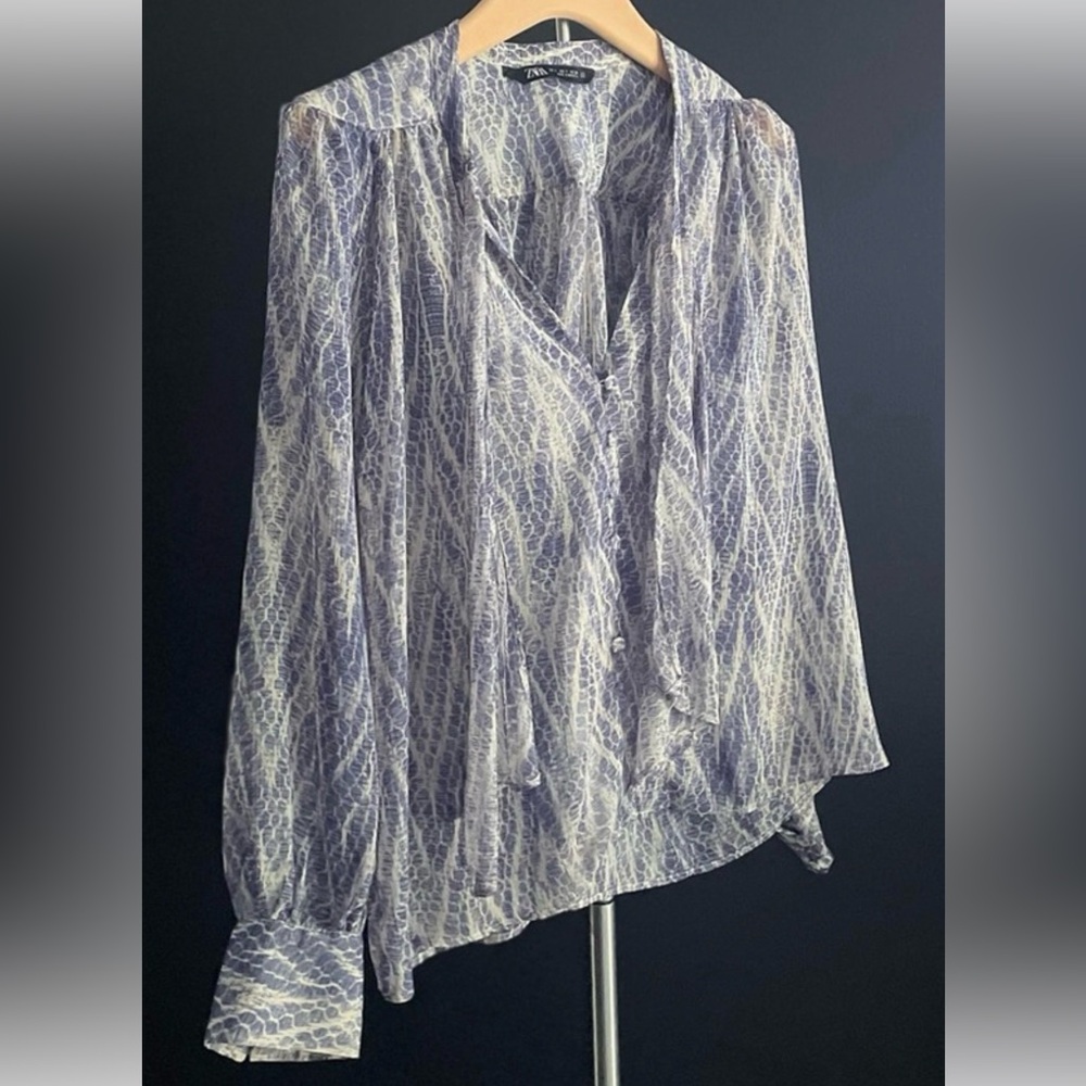 ZARA V Neck Blouse Semi-Sheer Boho Button Front ✨ NWOT